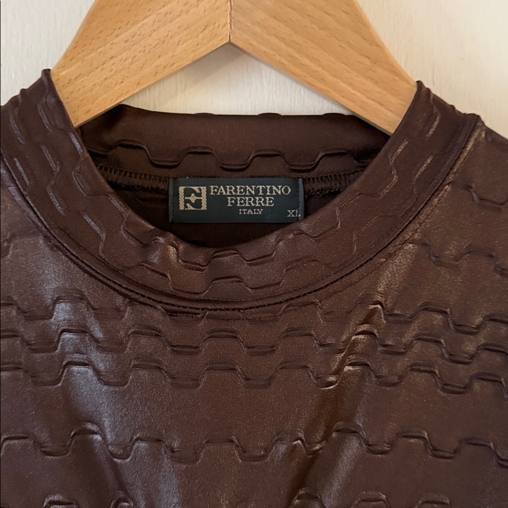 FARENTINO FERRE ITALY Faux Leather Textured Top